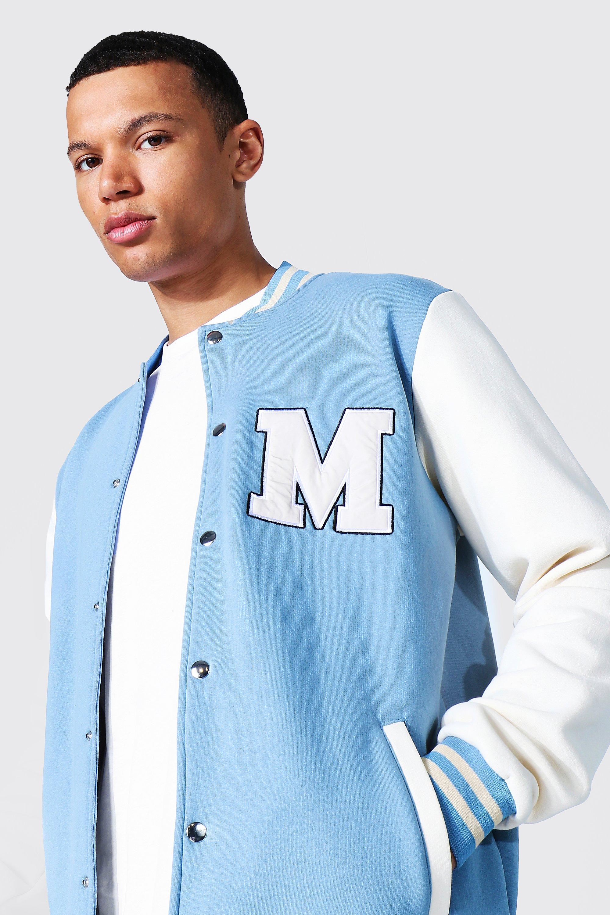 Tall Man Varsity Jersey Bomber boohoo